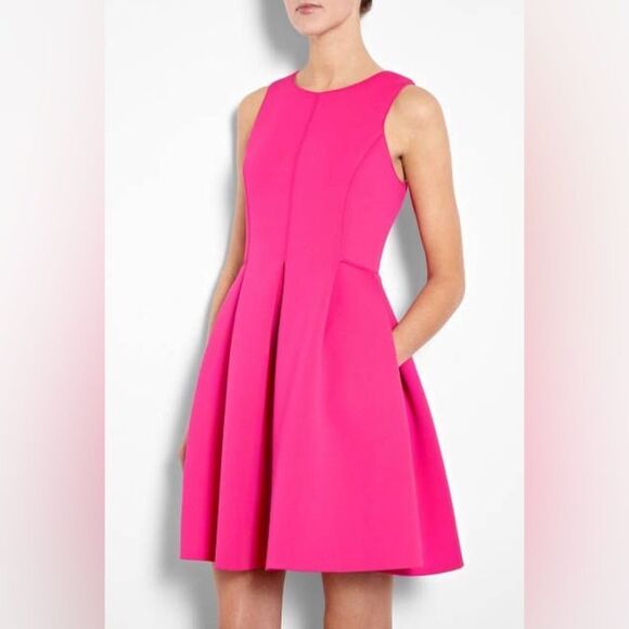 Tibi Sleeveless Fit & Flare Scuba Neoprene Dress  Pink Size 2 - Picture 1 of 13